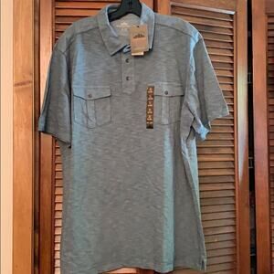 Northwest Territory Men’s Small Blue Cotton Polo Shirt NWT Button Pocket Casual